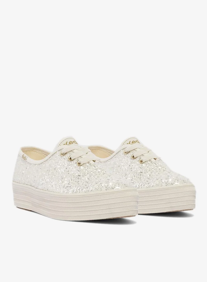 Keds Light Beige Keds Women's Point Lace Up Platform Glitter Casual Sneaker Beige for Women | Best Price UAE